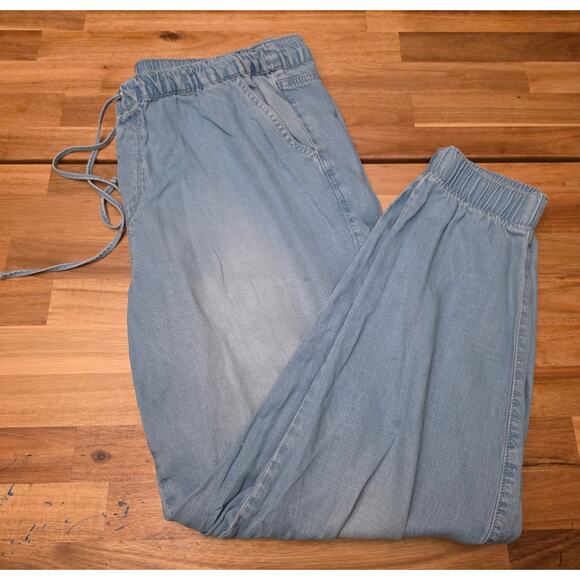 Nine West Chambray Jogger Pant Womens XL Light Blue Lyocell PullOn Elastic Waist - Picture 2 of 9